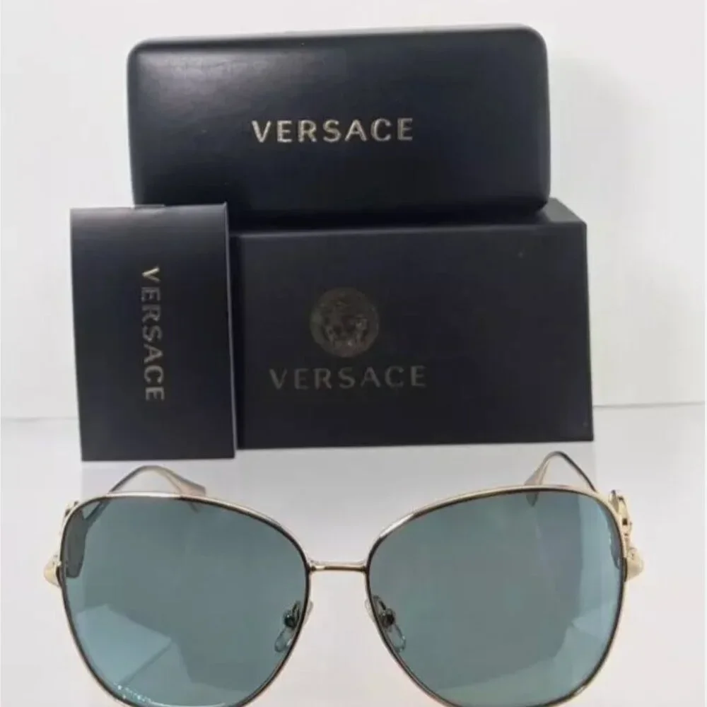 NEW Versace Gold 60mm Frame Italy Sunglasses